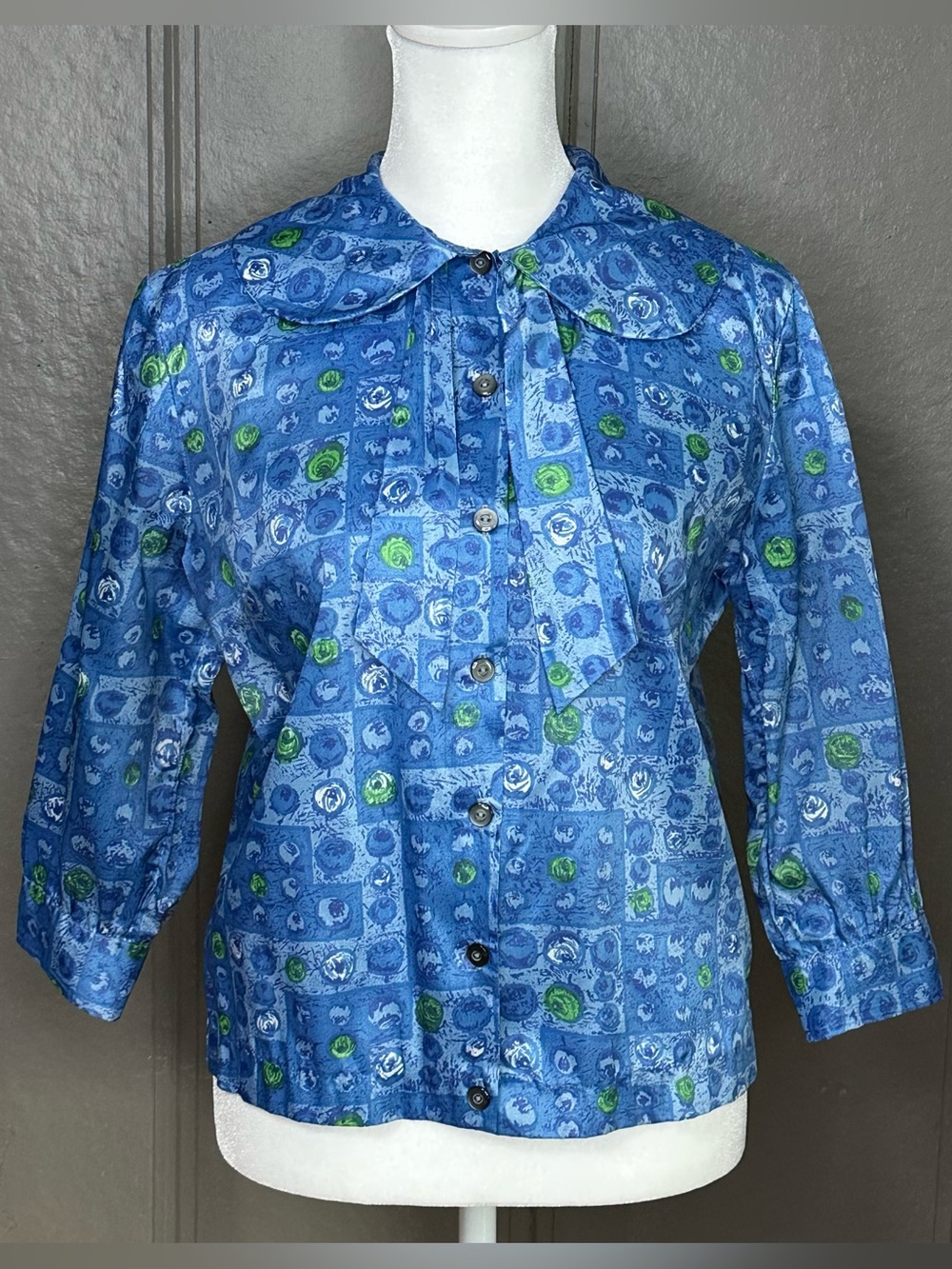 Vintage 60s Blue Blouse with Tie